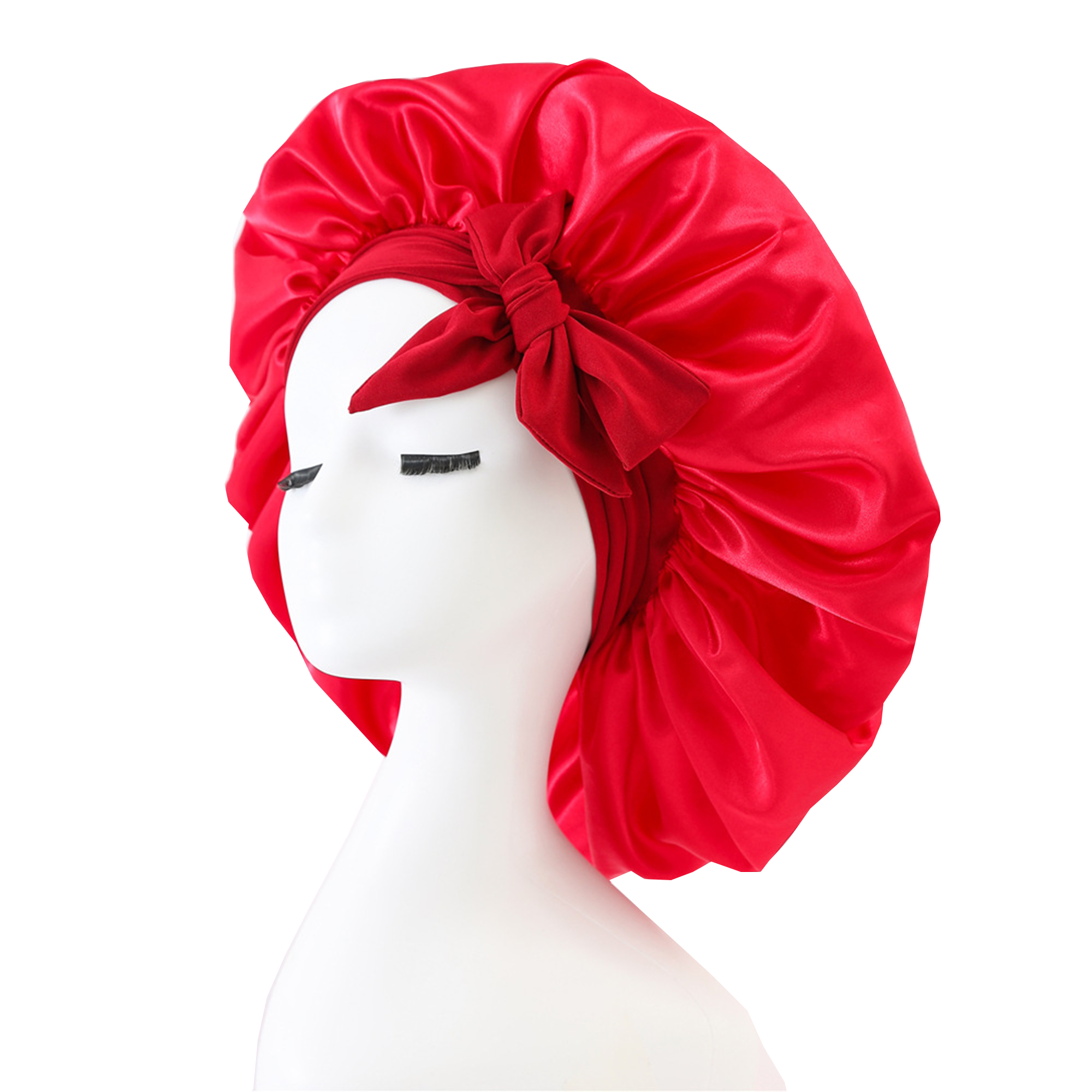 Ribbon Tie Design Sleep Cap Hair Care Bonnet 15