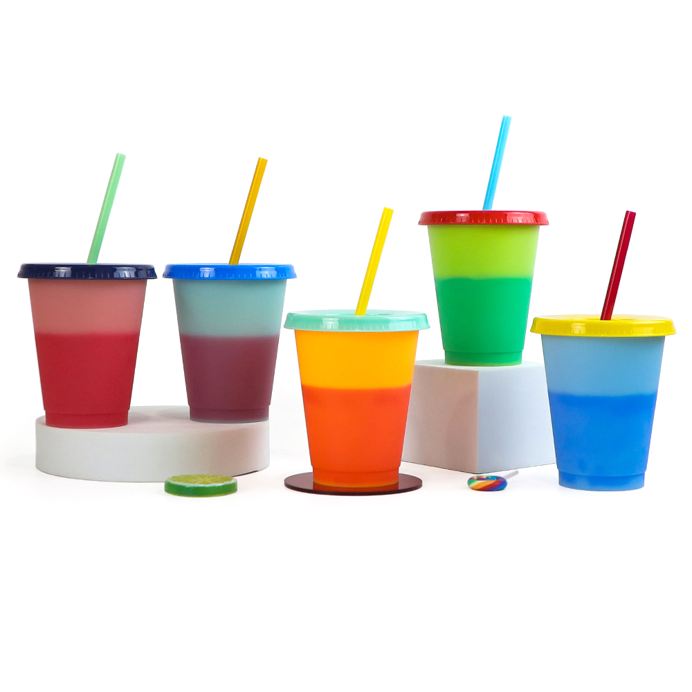 450ML 16 Oz Color Plastic Cup Temperature Sensitive Water Bottle 4