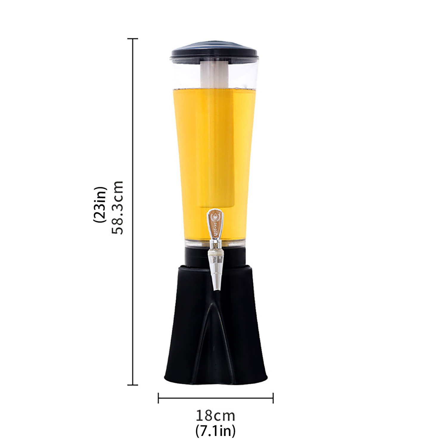 3L ABS Beer Tower Beverage Dispenser w/ Ice Tube 6