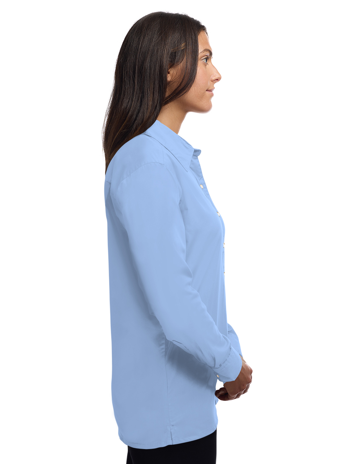 Blue Generation - Women's Pocketless Long Sleeve Superblend Poplin Shirt 1