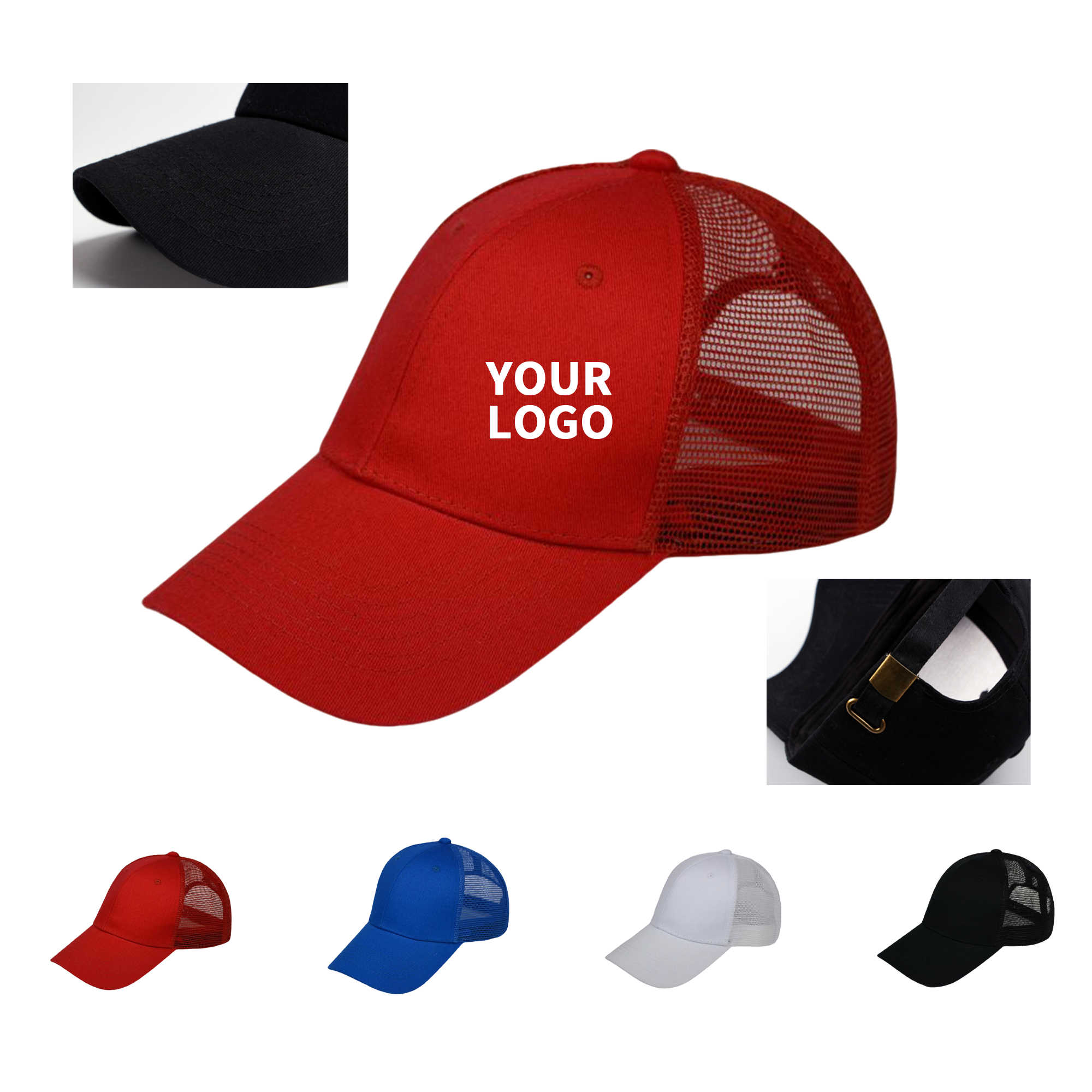 Mesh Snapback Trucker Hat Adjustable Fit 24.4" Circumference 2