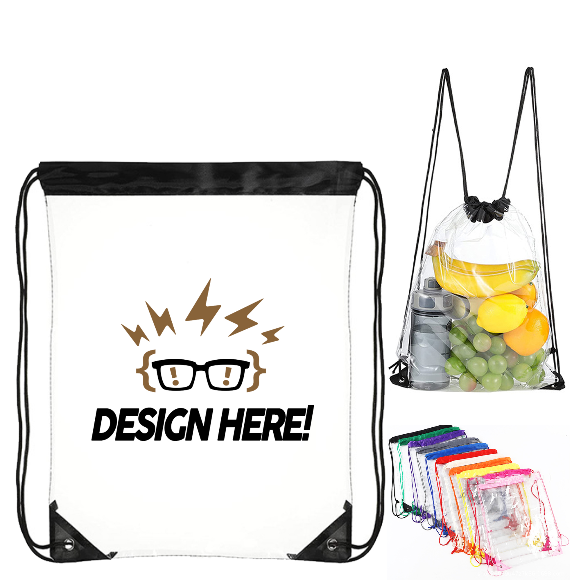 Clear Plastic Drawstring Bag 2