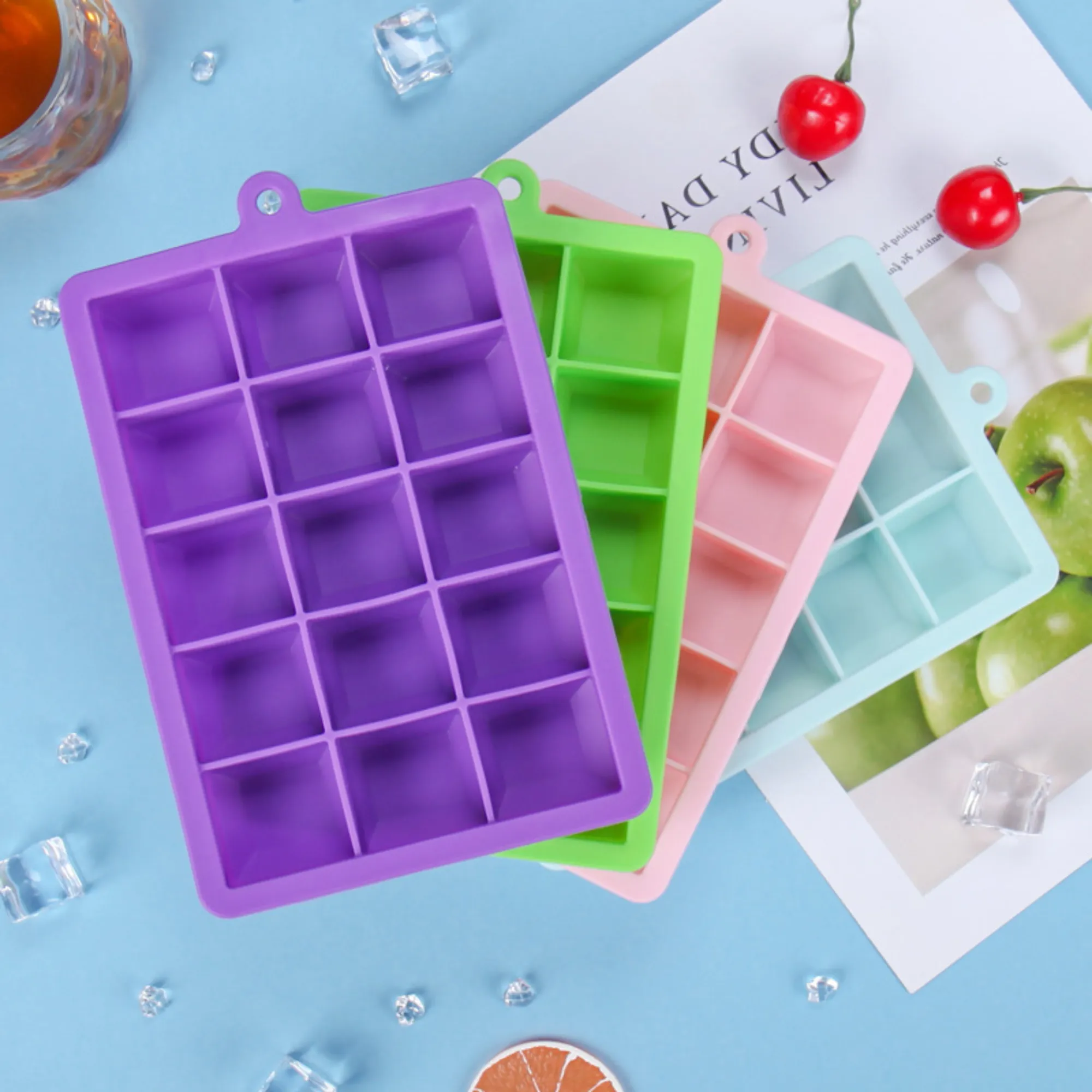 Square - grid Custom - Logo Silicone Ice Trays 2