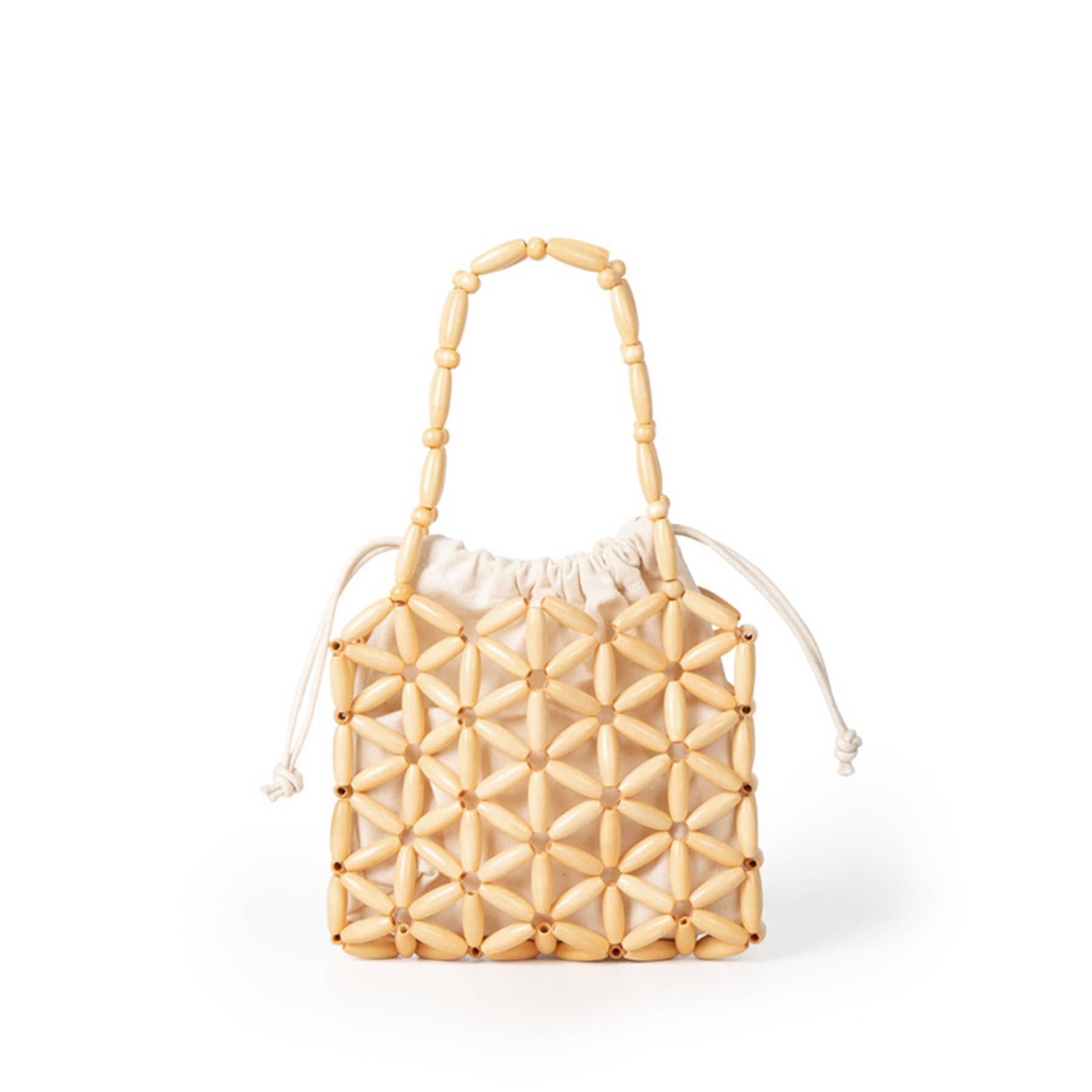 Wooden Tote Bag with a canvas drawstring pocket inside 2