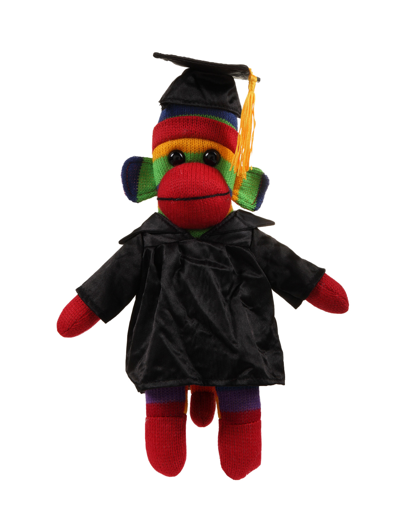 Rainbow Sock Monkey (Plush) in Graduation Cap & Gown