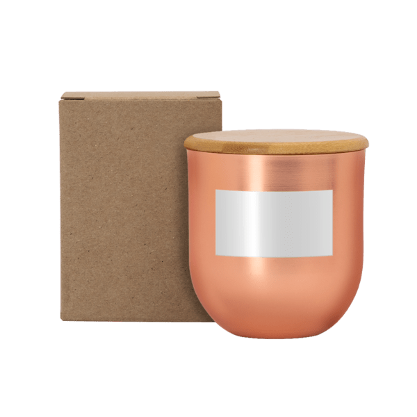8 oz White Wax Metallic Candle with Wood Lid 7