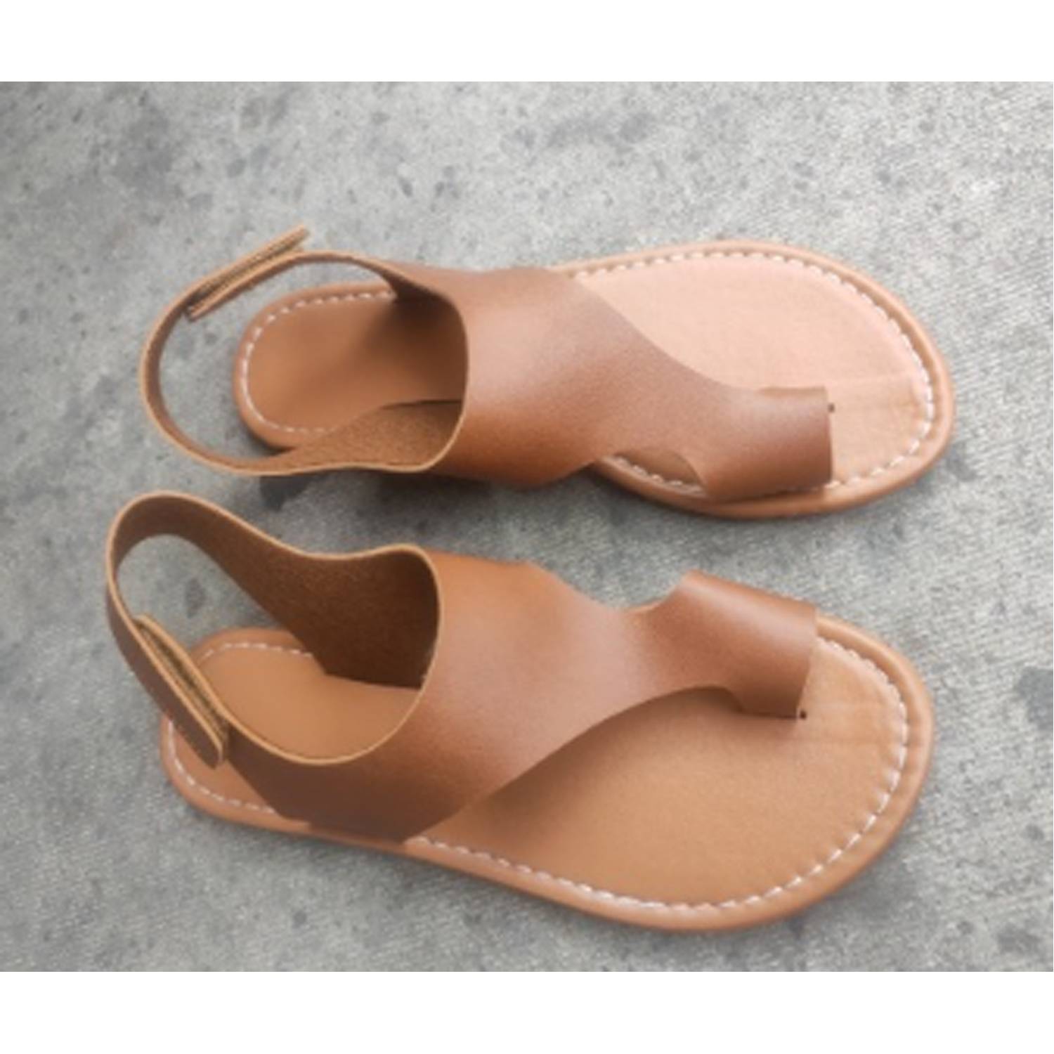 Breathable Faux Leather Flat Sandals w/ Secure Toe 6