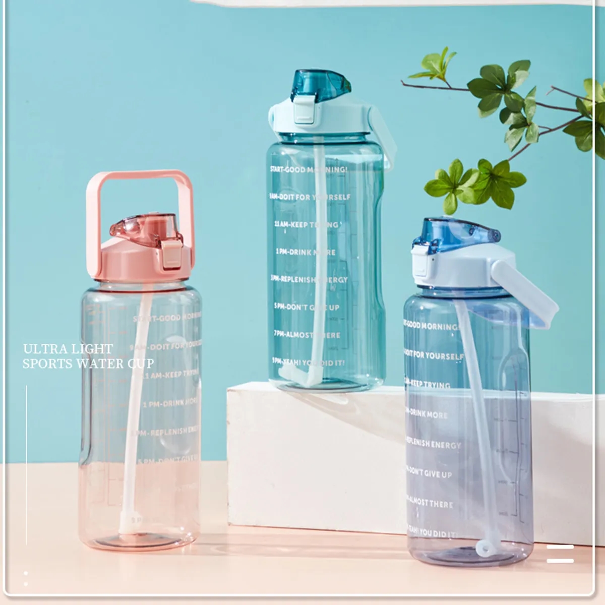 67OZ. Water bottle with straw portable sports fitness cup 3