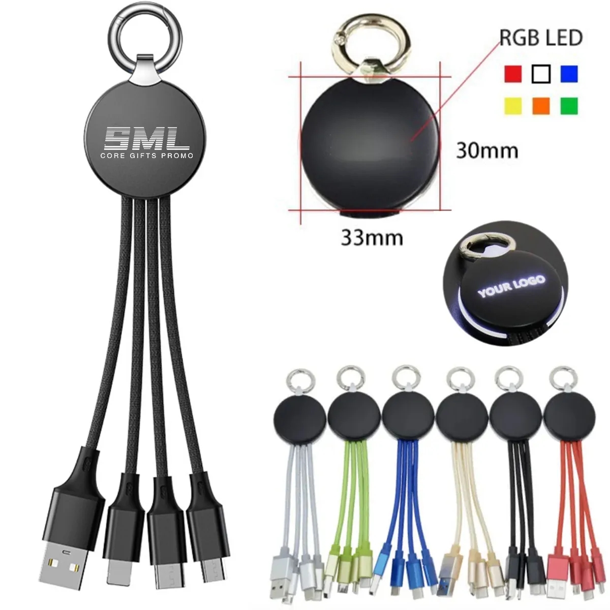 Custom Metallic Logo Light Up Cable With Type C USB 1