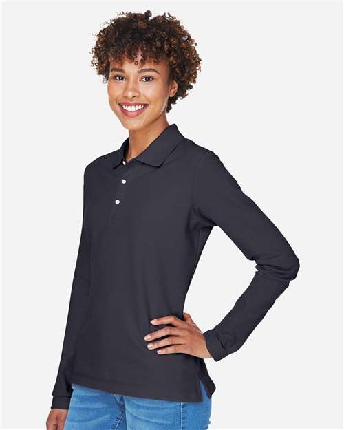 Women's Pima Piqué Long Sleeve Polo - D110W 4
