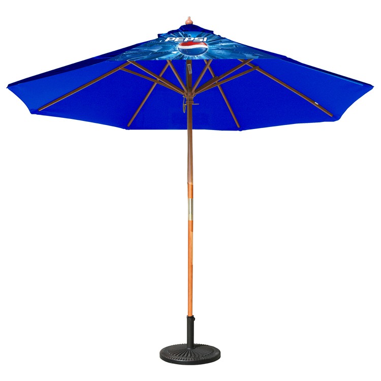 Round Wood Umbrella with 8 Ribs, Dye-Sublimation, Full Bleed,9' 1