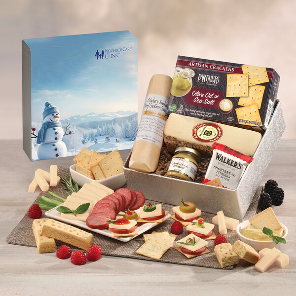 Snack Lover's Gift Box with Blue Snowman Sleeve 1
