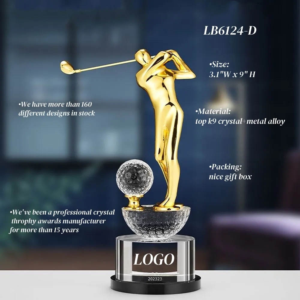 Custom Crystal Golf Trophy Award Tournament Cup 6