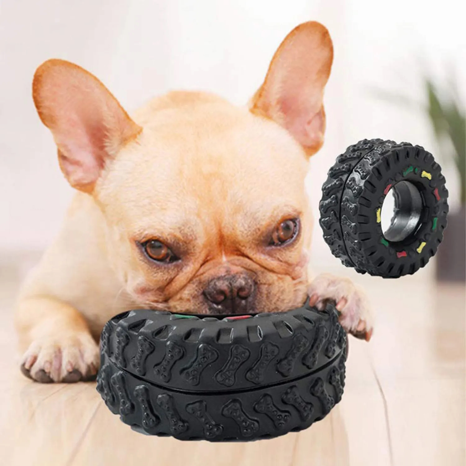 Small Tire Pet Sound Toy, Rubber Lined Dog Toy 5