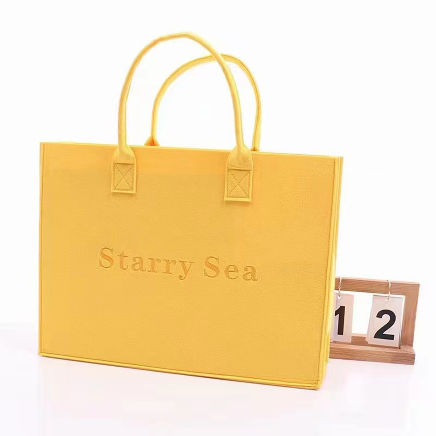 Blue Felt Tote Shopping Bag Handbag 4