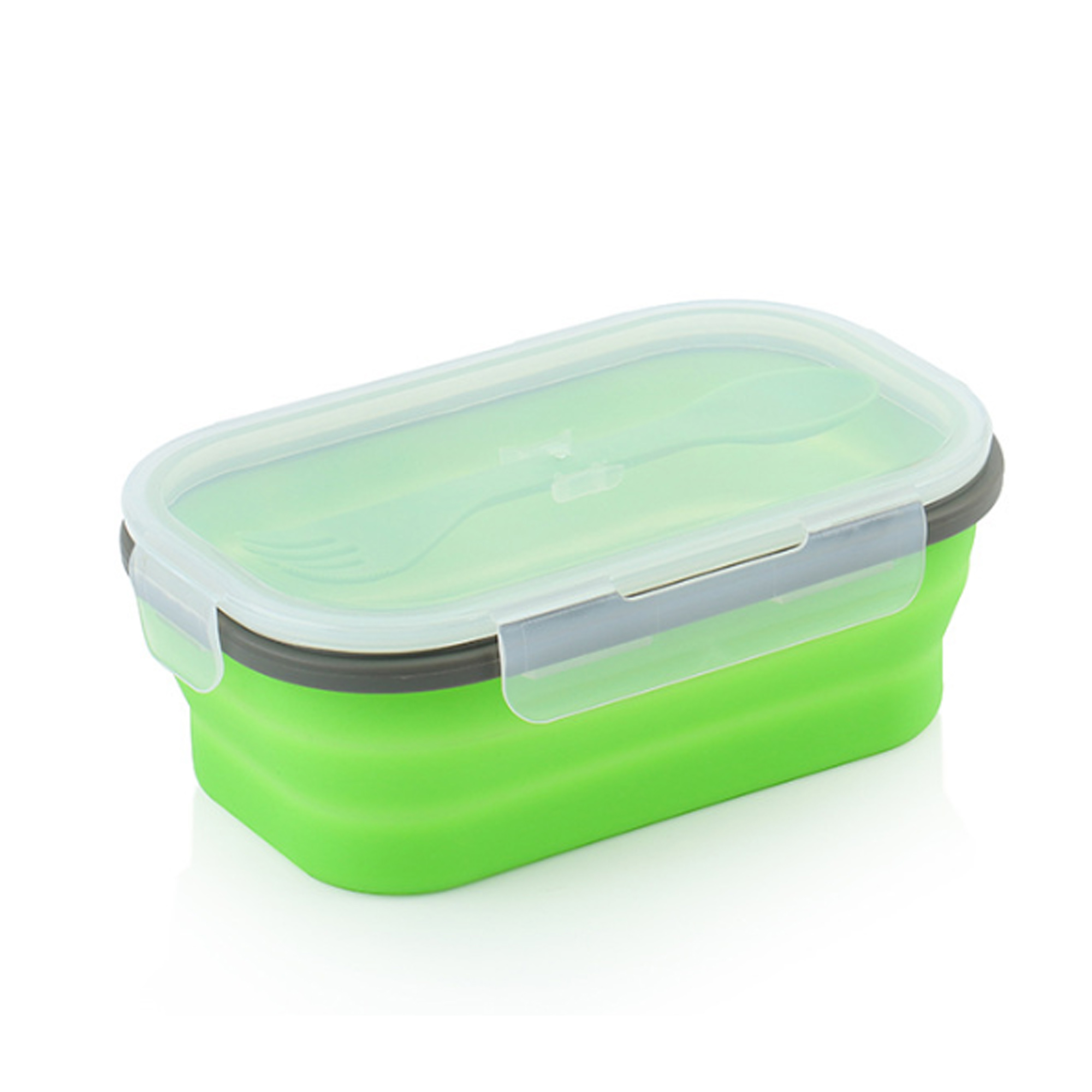 Collapsible Silicone Lunch Box with Utensils 3