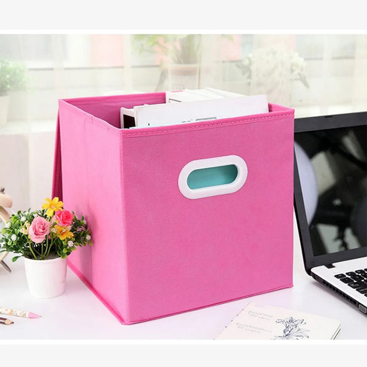 Foldable Non-Woven Cloth Fabric Organizer Storage Cube 5