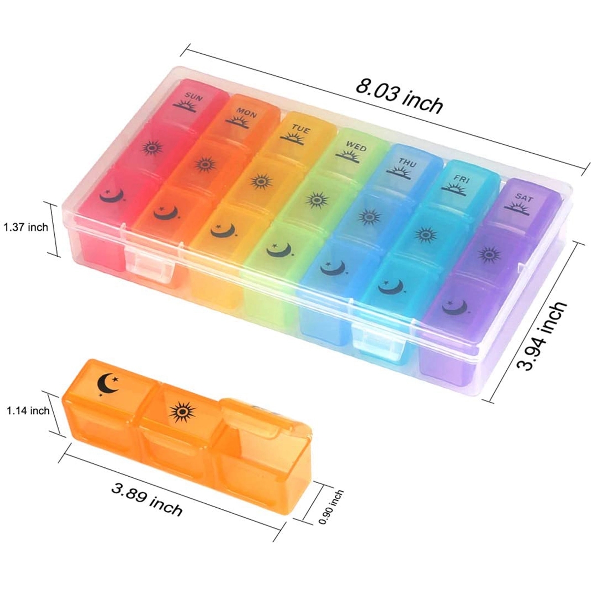 Weekly 3-Times-A-Day 7 days Pill Box Portable Compartments 4