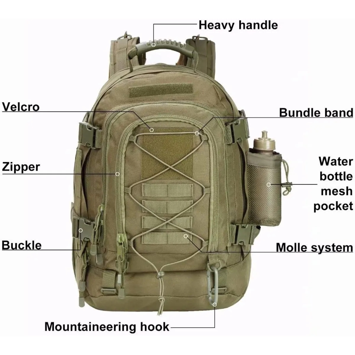 Large Military Backpack Tactical Camping Travel Backpack 5