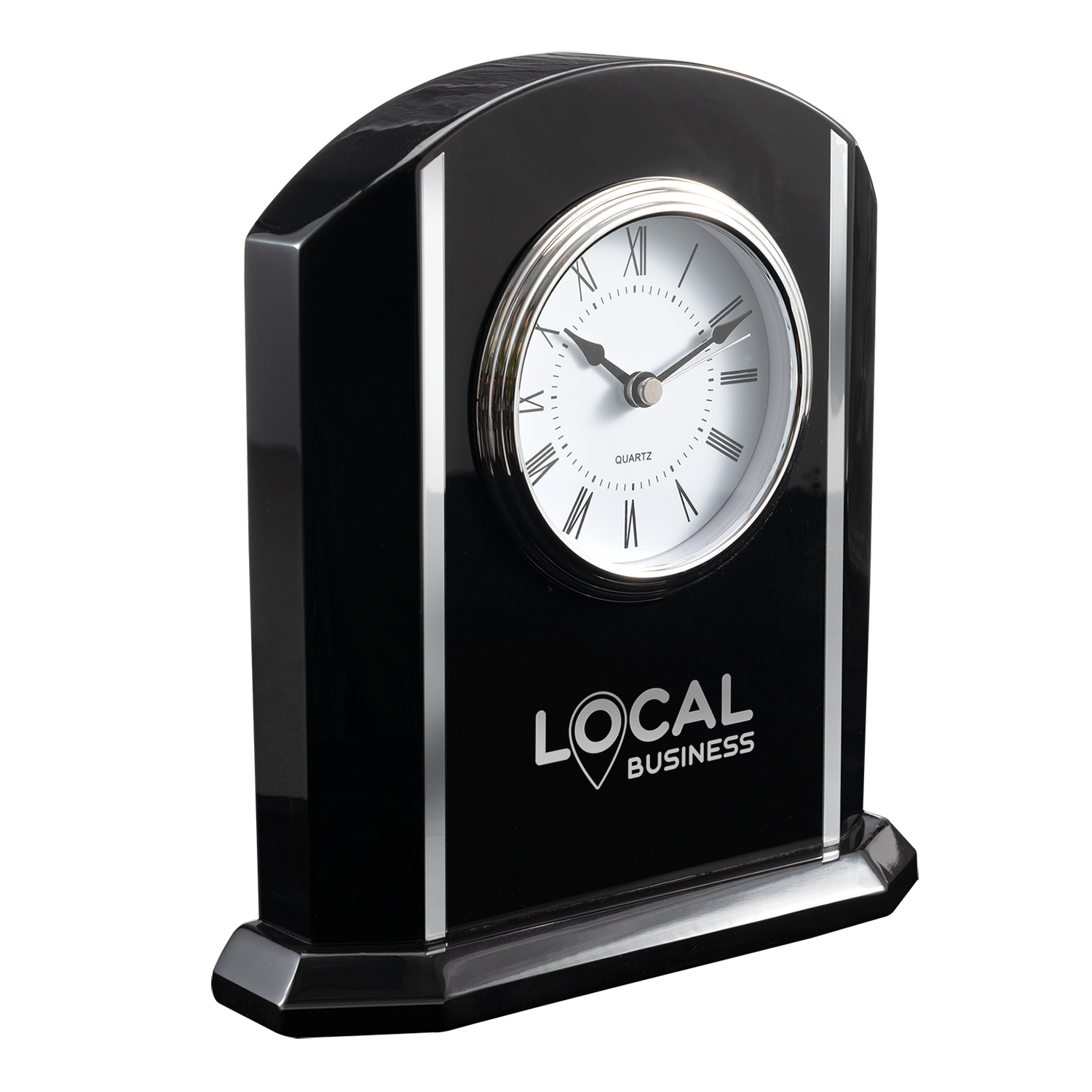Black and Silver Piano Finish Desk Clock 2