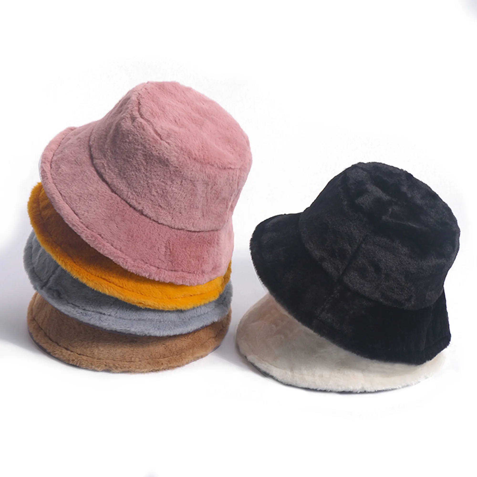 Faux Fur Bucket Hat Winter Warmer Fisherman Cap for Women 9