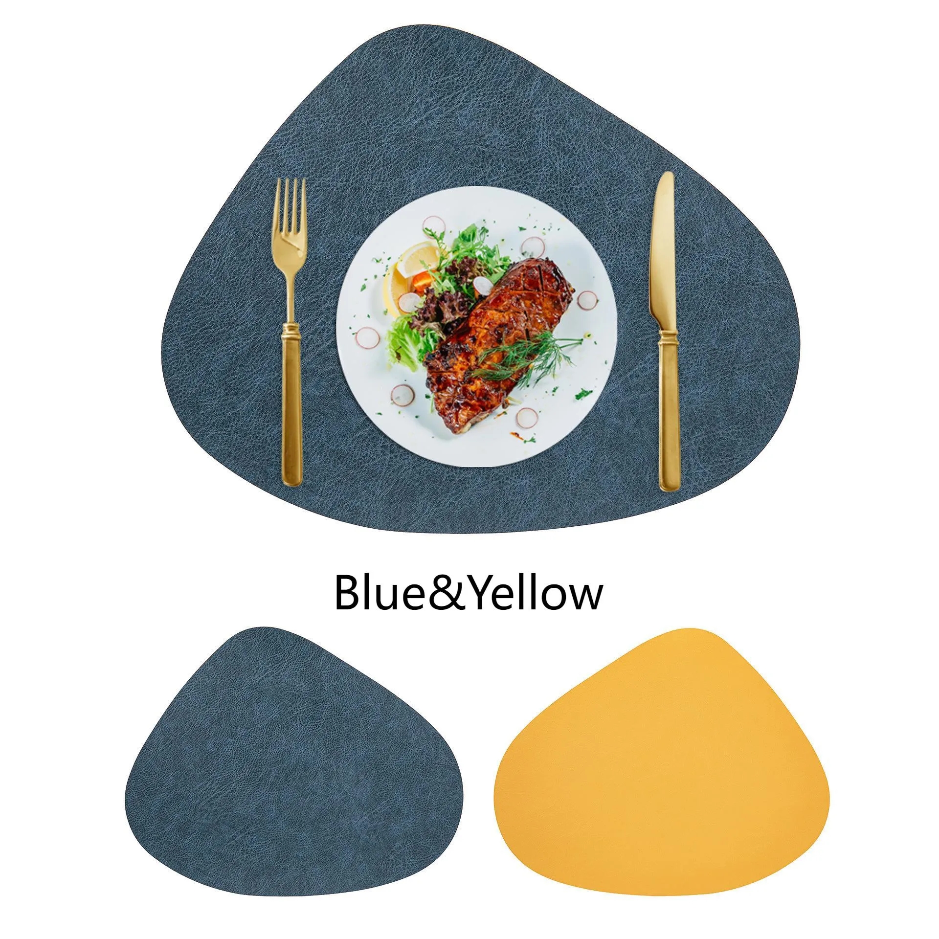 Water Droplet Shaped Leather Coaster Table Tableware Mat 3