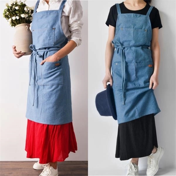 Durable multifunctional cotton denim apron 5