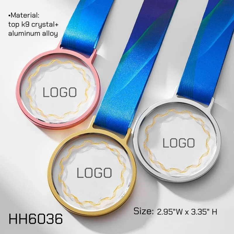 Metal Crystal Medals with Ribbon 4