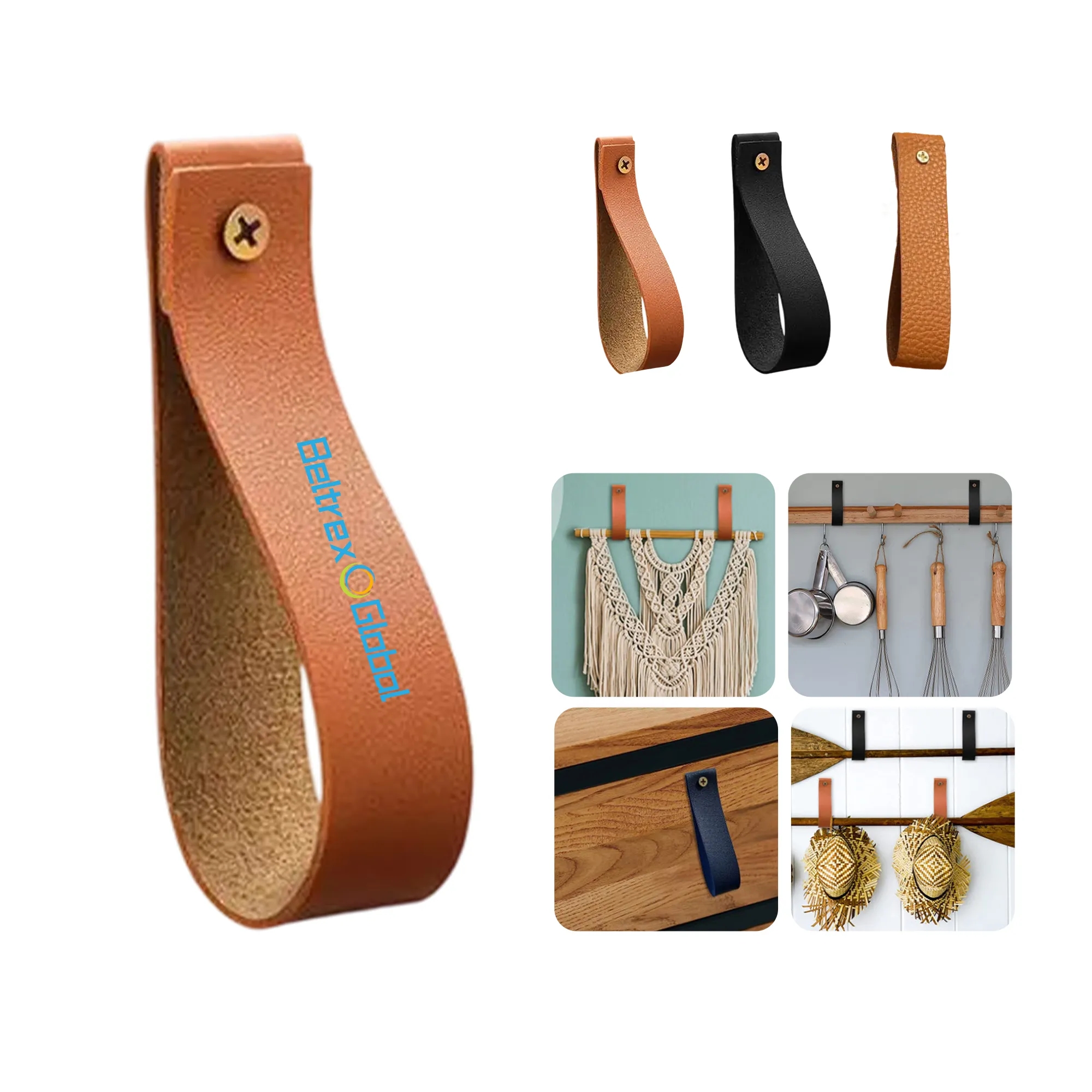 PU Leather Hanging Strap Hook for Living Room Use 3
