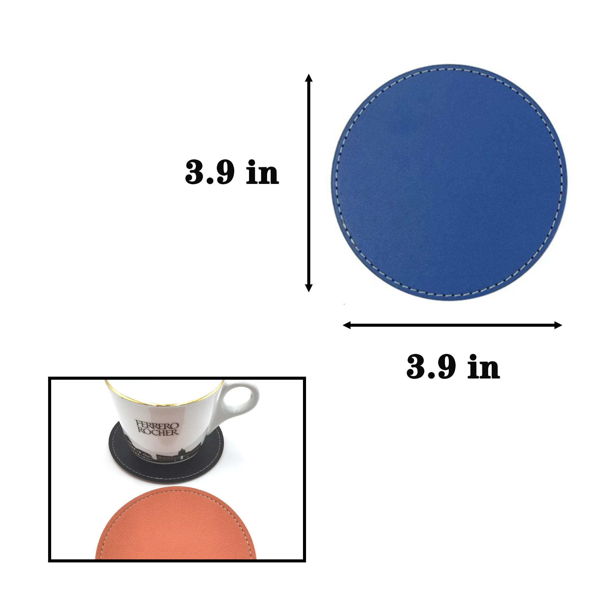Round Leather Coffee Coaster 3