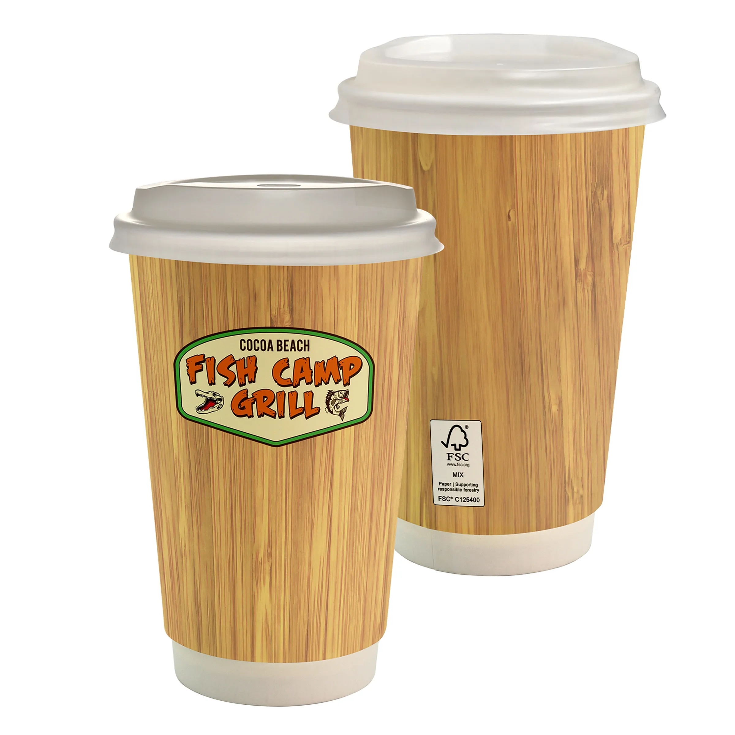 16 oz. Full Color Bamboo Pattern Paper Cup With Lid