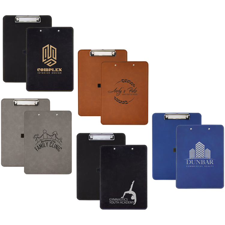 9" x 12 1/2" Black/Gold Leatherette Clipboard 4