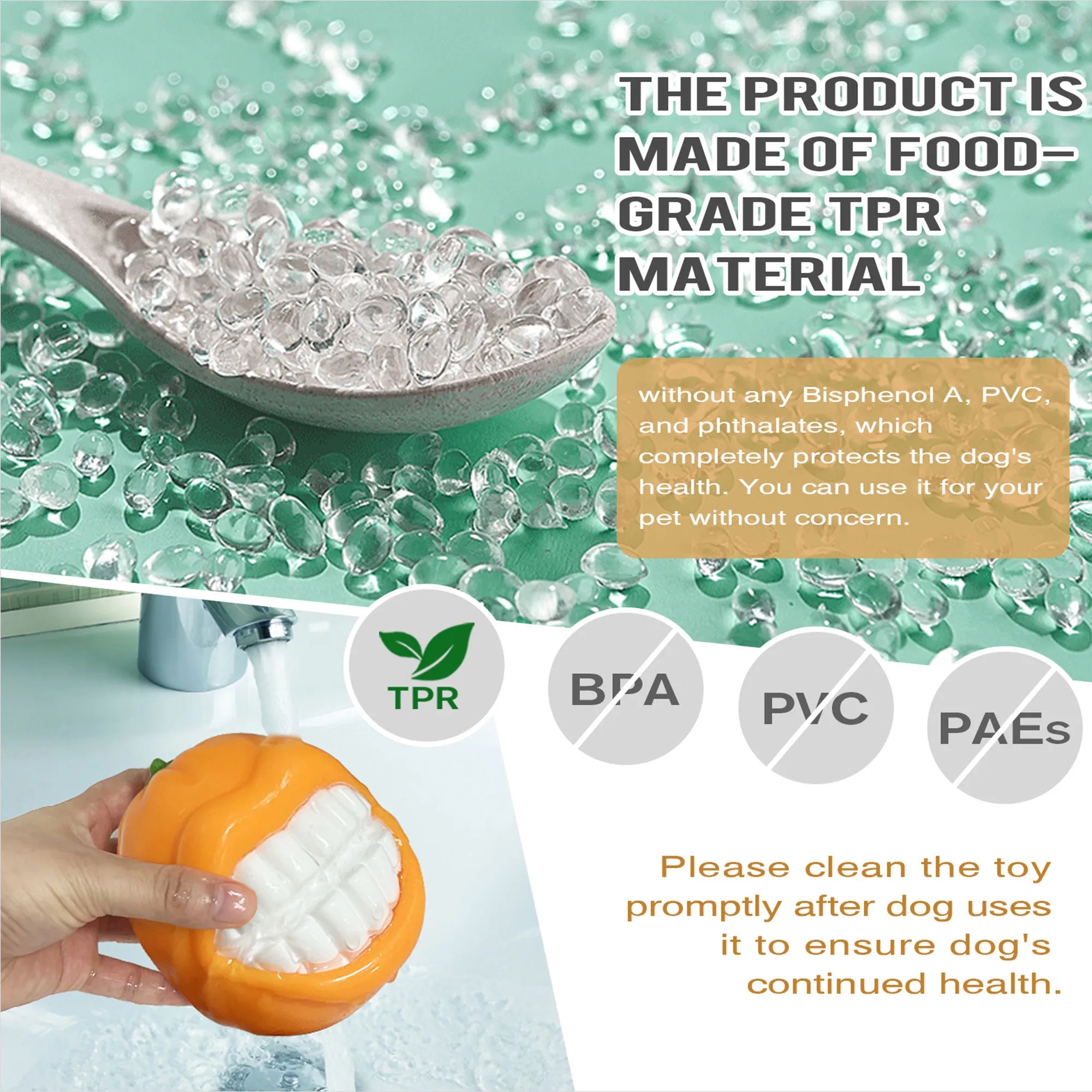 Squeaky Orange Dog Chew Toy For Teeth Cleaning 4