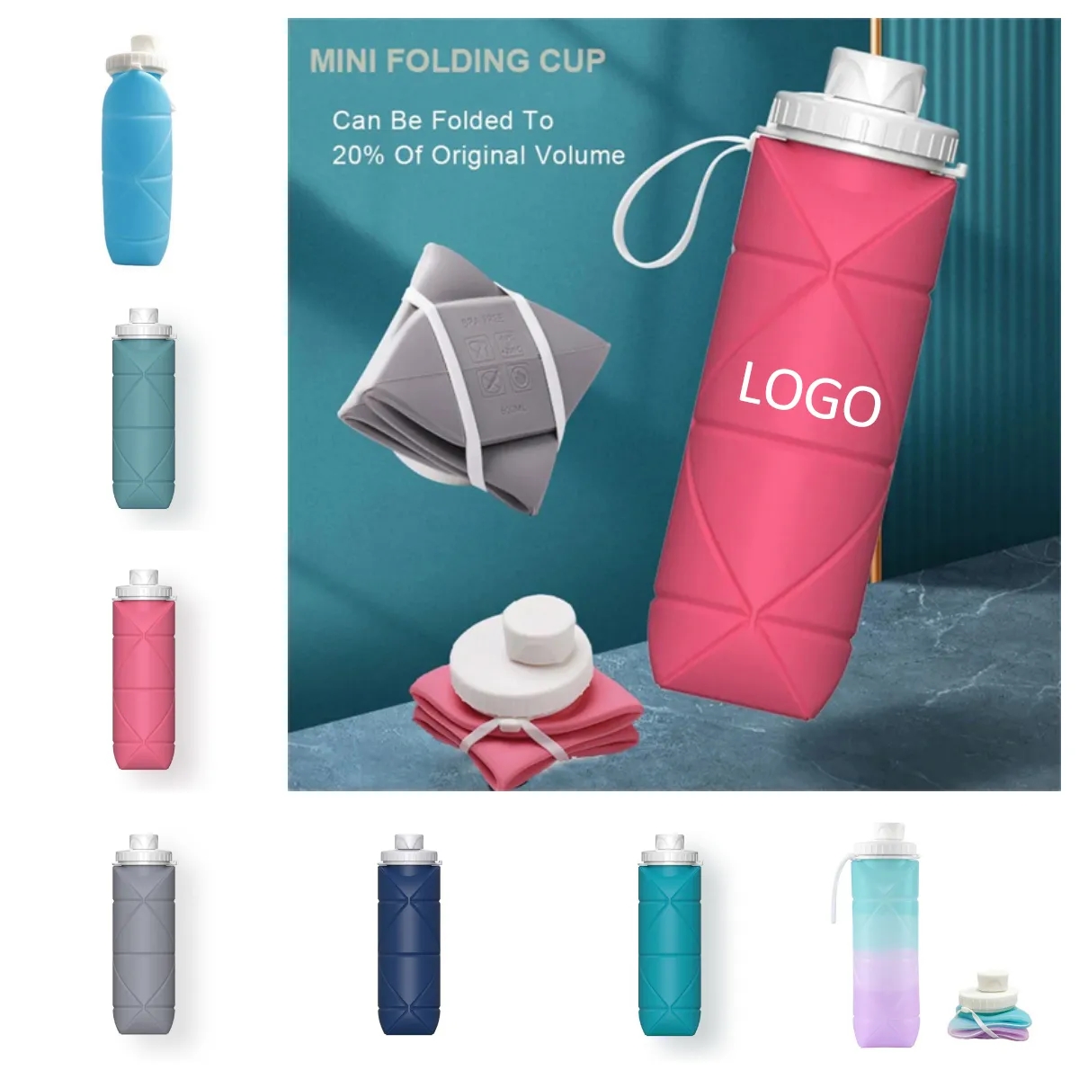 20 oz Silicone Folding Water Bottle 6