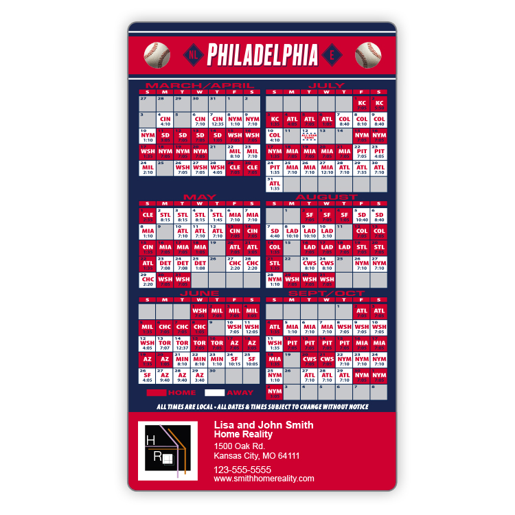Magnet Sport Schedules - 4x7 Baseball Round Corners - 20 mil. 3