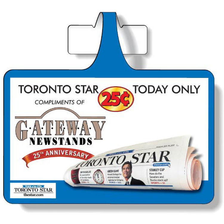 .010 White Gloss Plastic Shelf Dangler, 3.5"x5.5" Rectangle, Full Colour 2