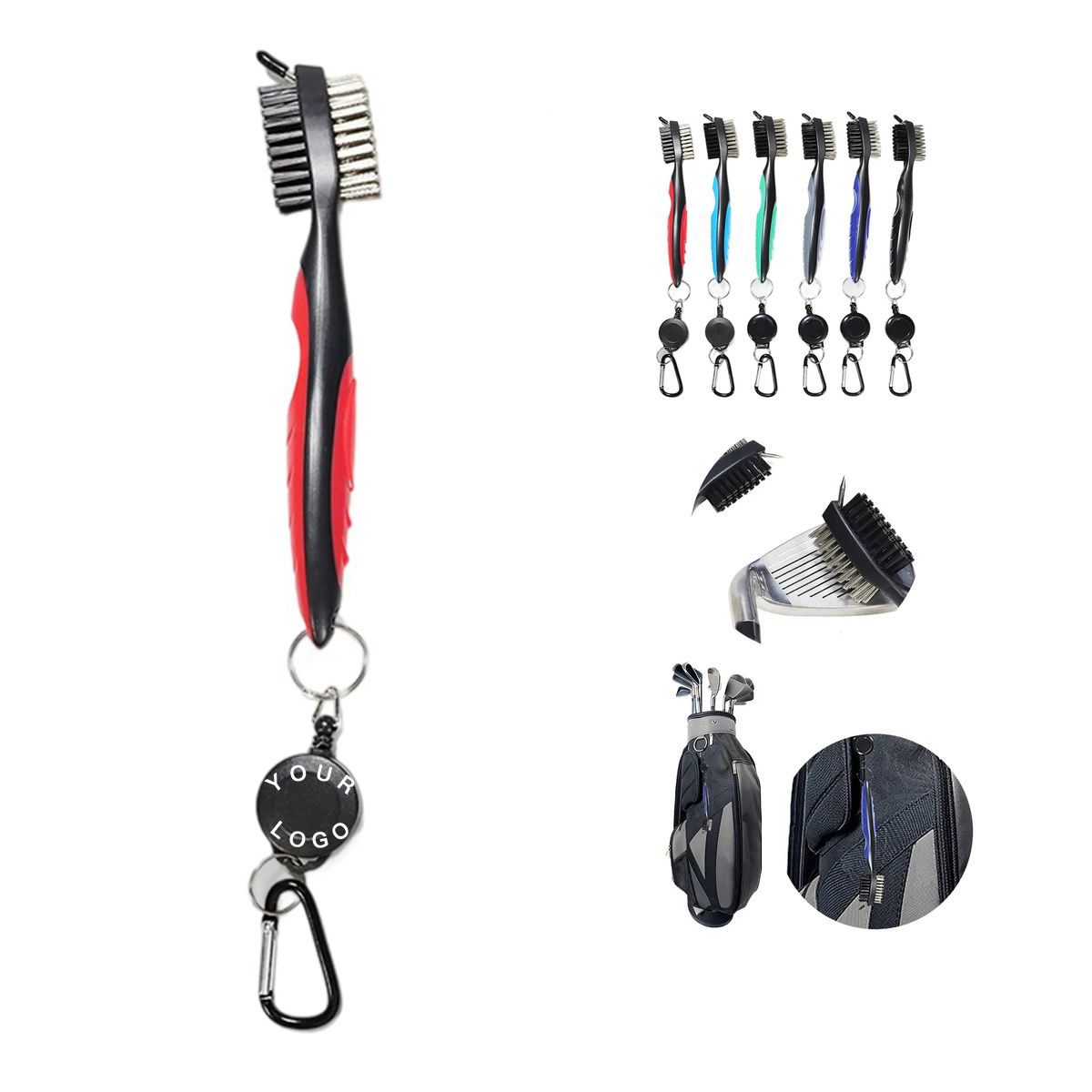 Plastic Golf Brush with Wire and Nylon Bristles 5