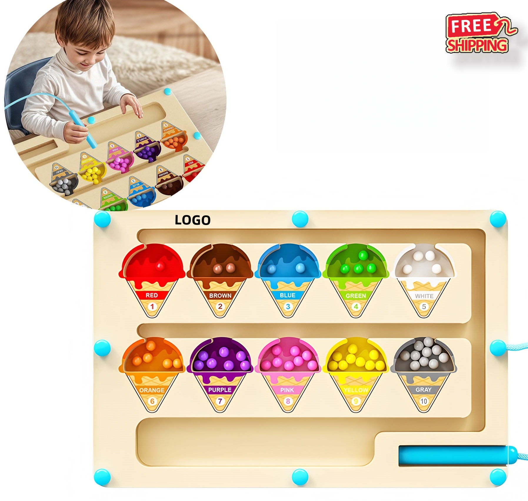 Wholesale Montessori Magnetic Counting Maze Wooden Educational Toy for Preschool 3