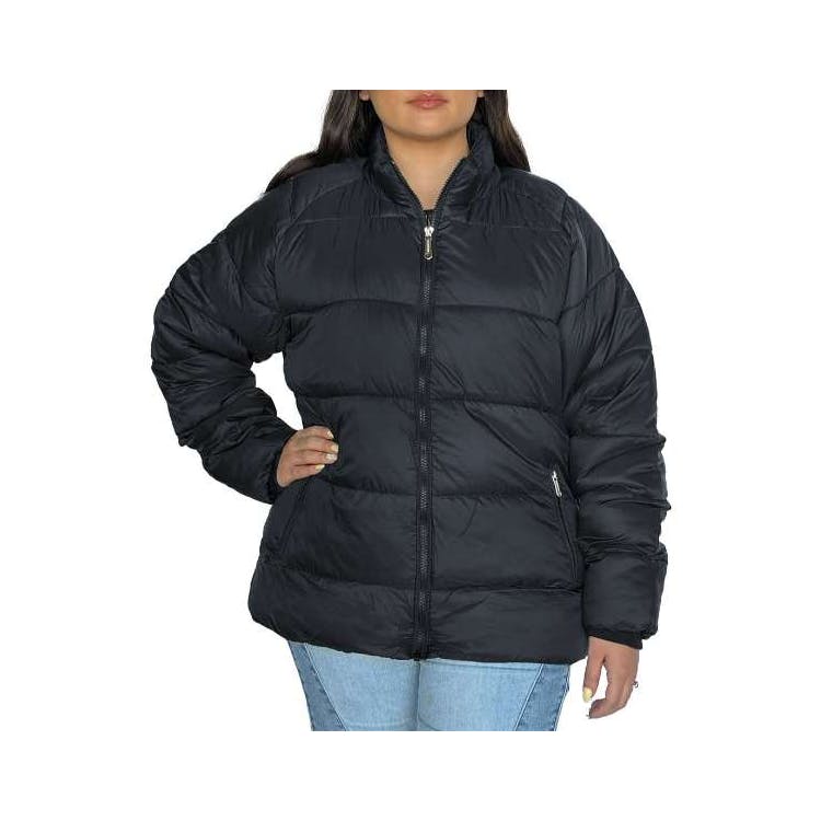 Women's Solid Puffer Jackets Black Small 2