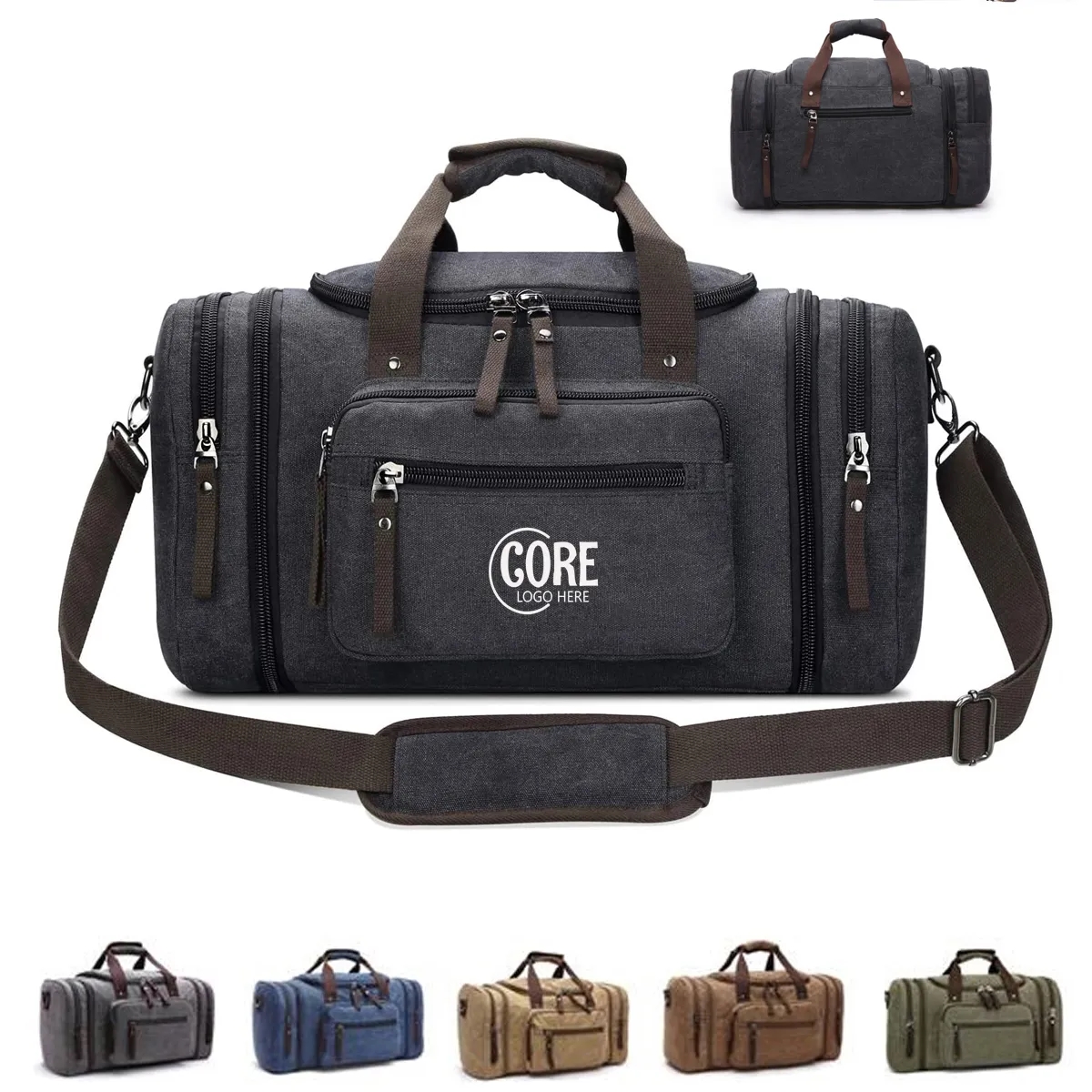 Canvas Travel Duffle Bag With Shoulder Strap 2