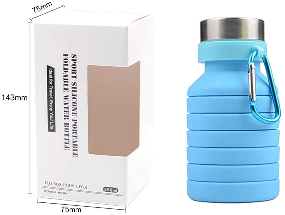 18oz Collapsible Silicone Water Bottles with Carabiner 5