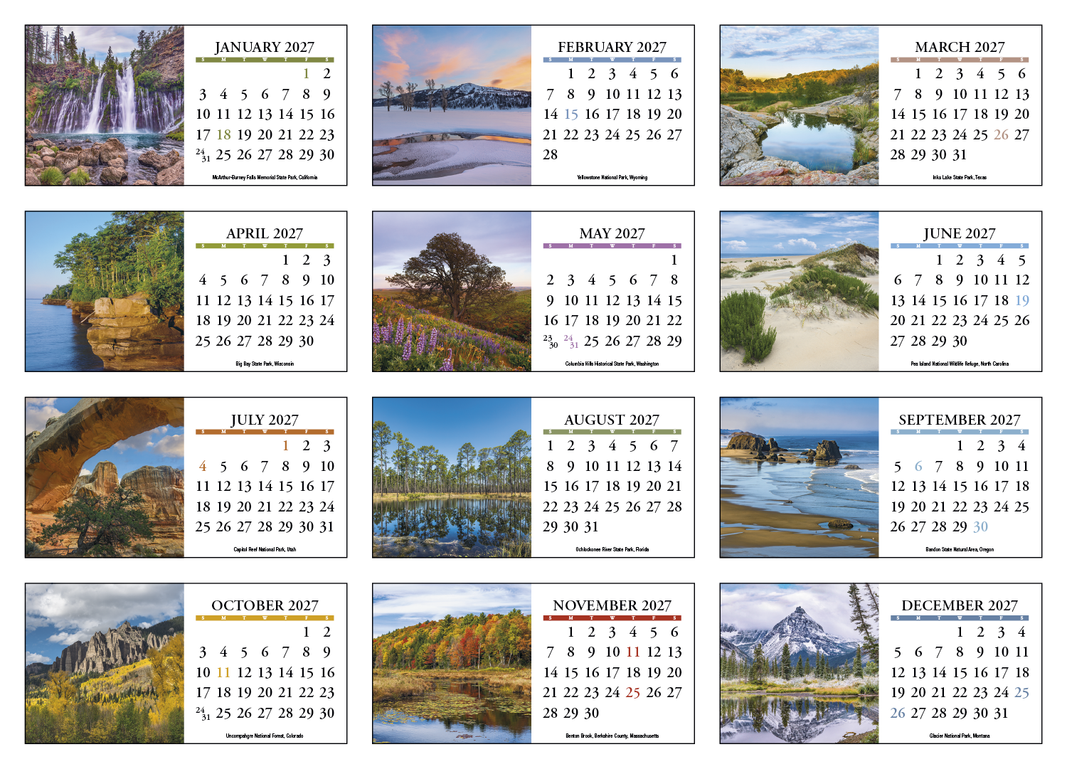 HotLine® Products Scenic America® Desk Tent Calendar 36