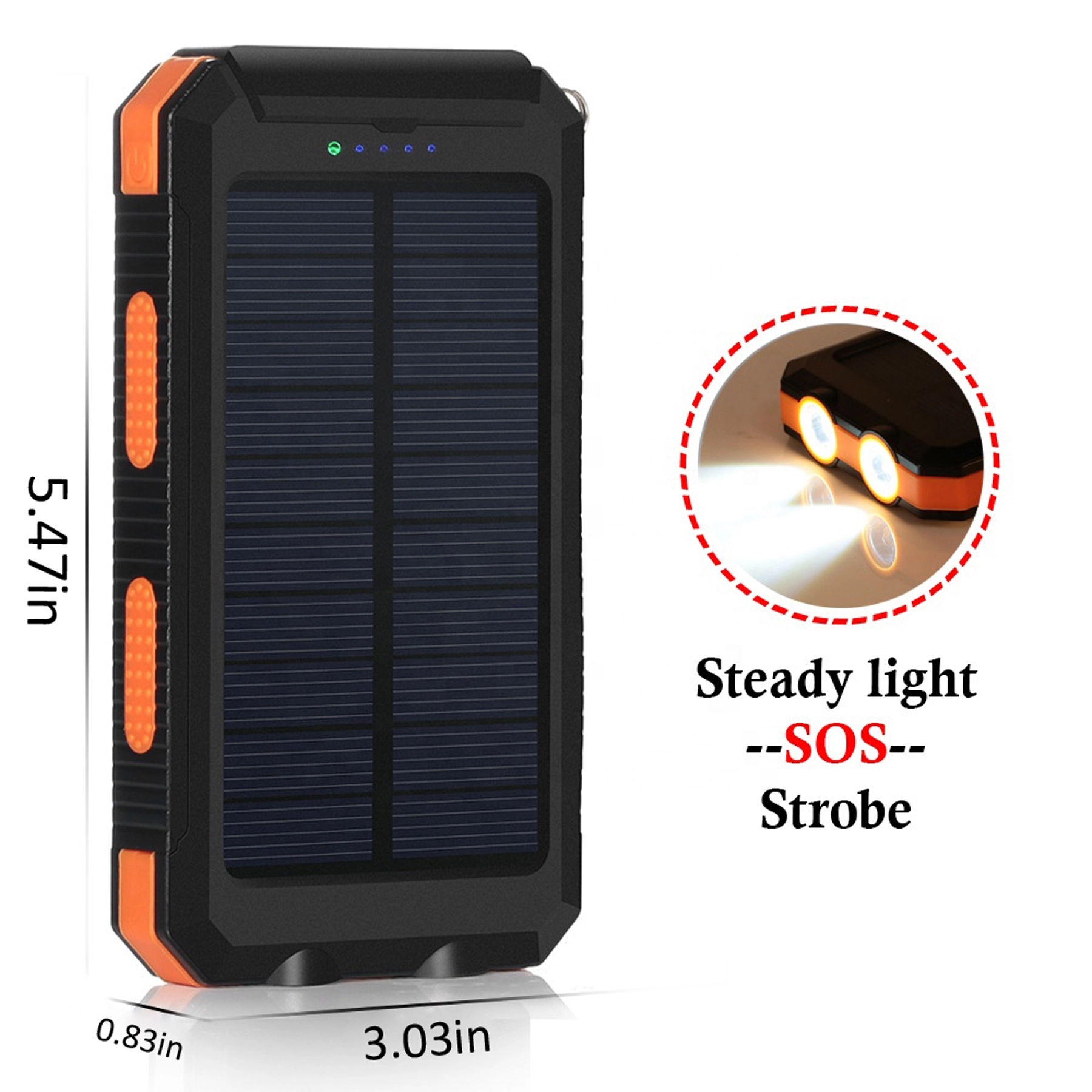 STOCK! 10000mAh Solar Charger with Dual LED Light 2