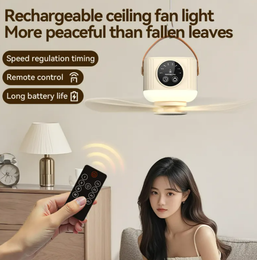 Portable Rechargeable Fans with Led Lights Remote Control Ceiling Fans 4