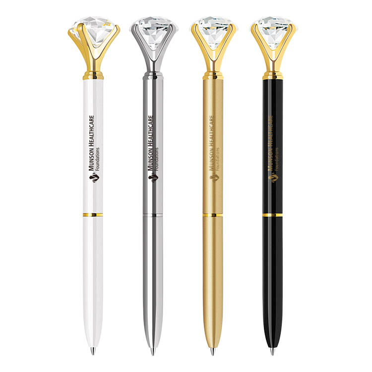 Diamond crystal twist action metal ballpoint pen 5