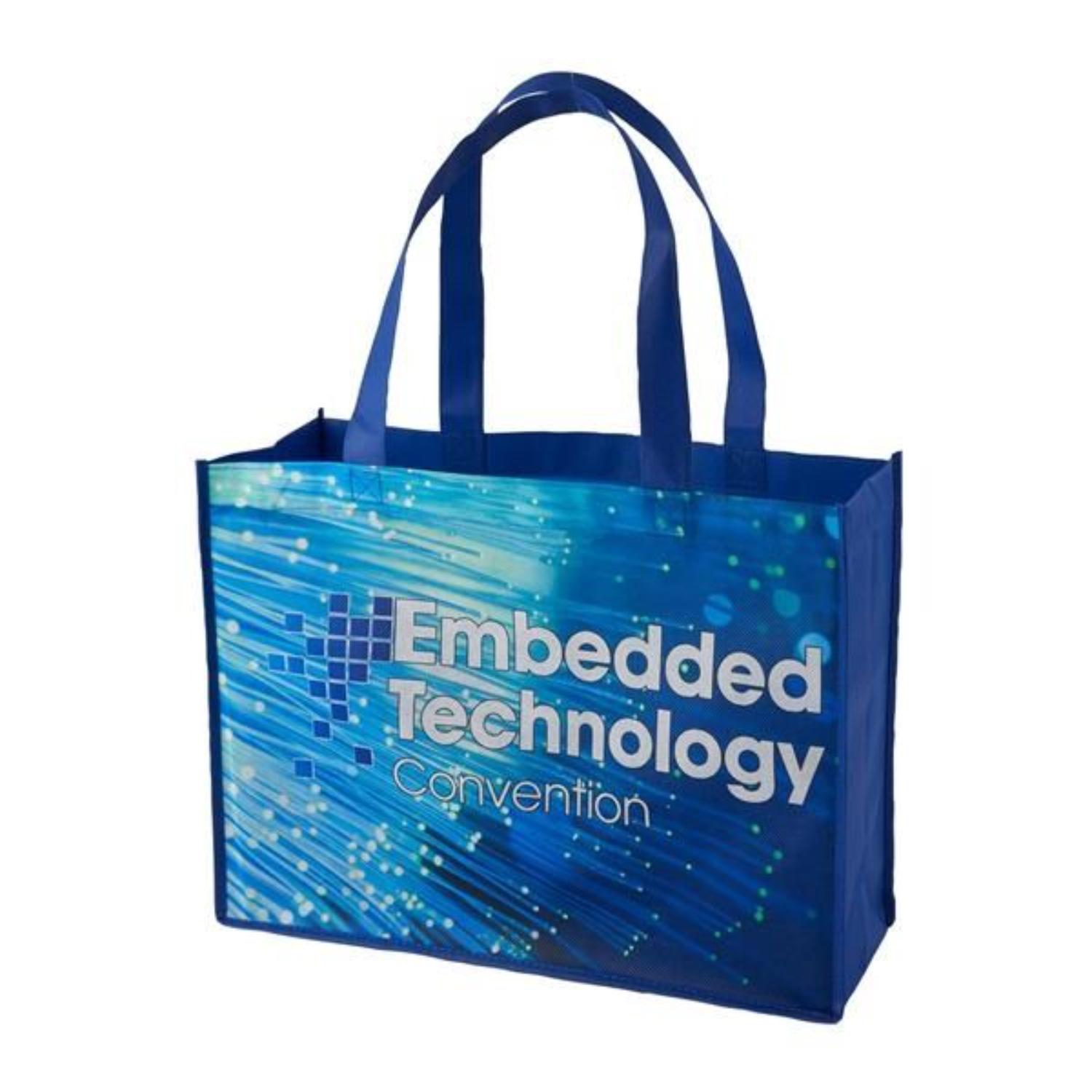 Sublimated PET Non-Woven Grocery Tote Bag w/ Gusset - 2 Sided (18" x 16" x 5")