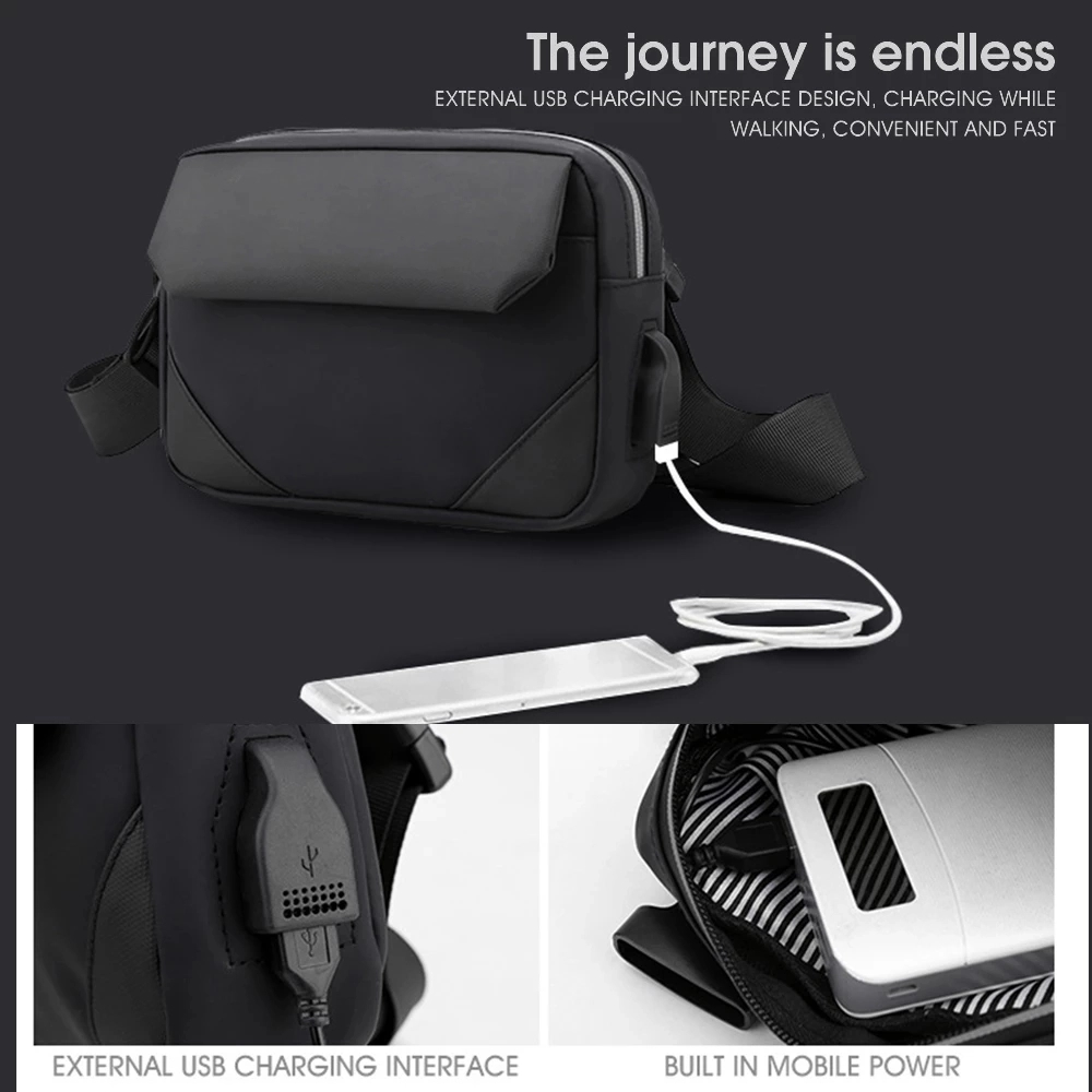 Solid color coated Oxford crossbody bag 4
