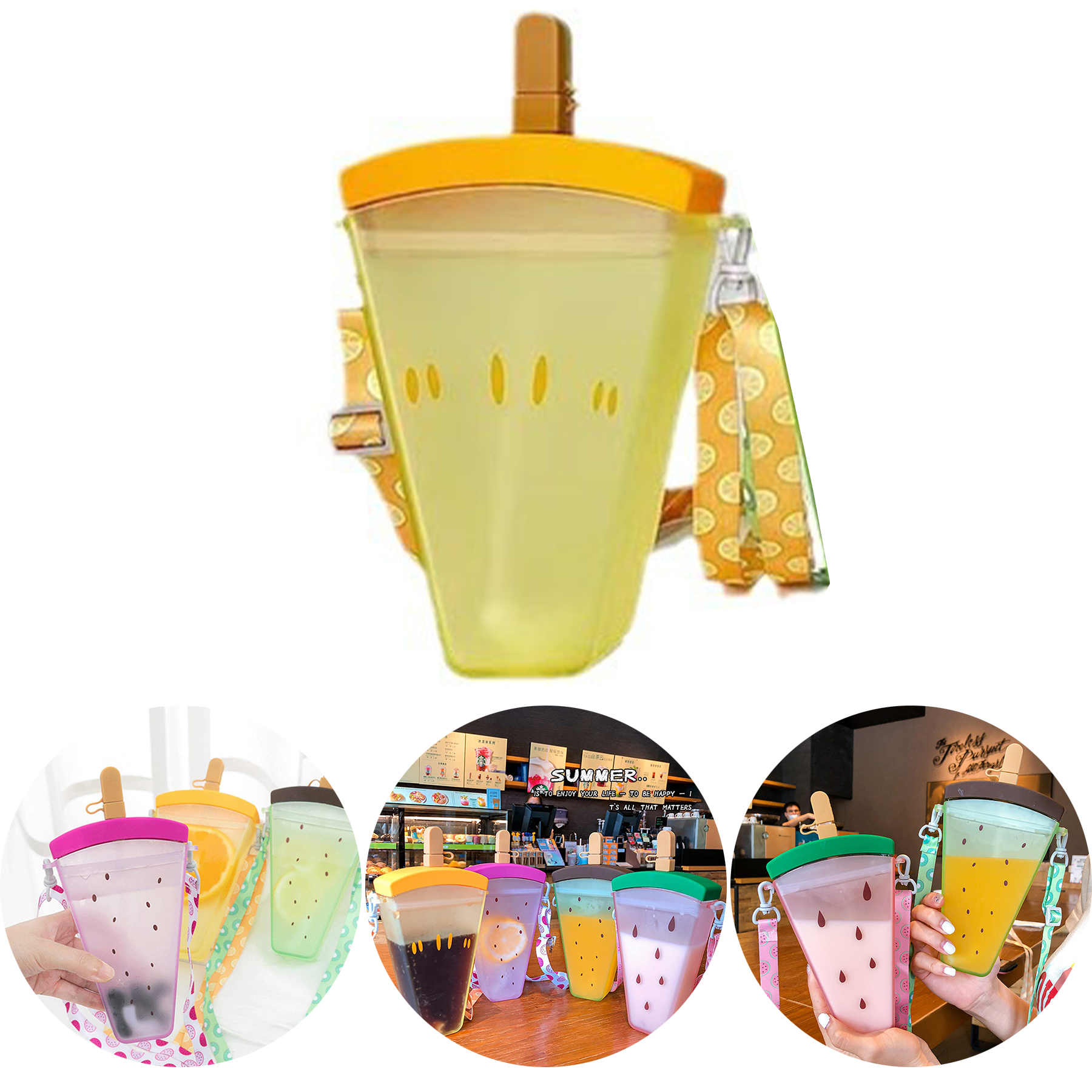 Creative Simple Oranges Straw Water Bottle 2