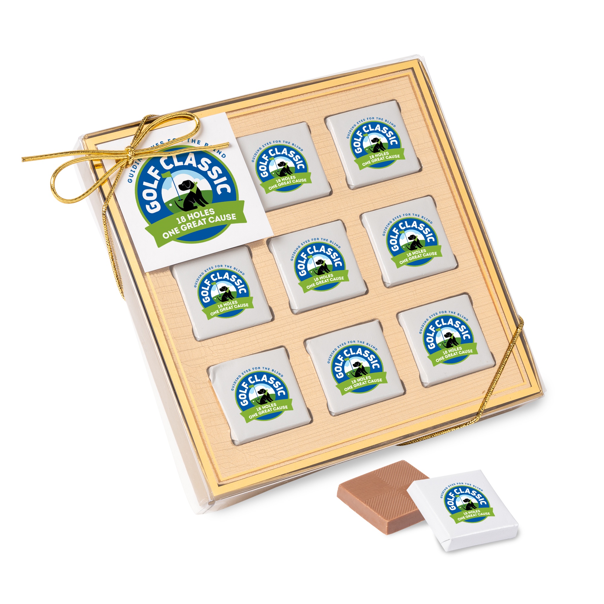 Nine Piece Chocolate Foiled Square Gift Box-Full Color 2