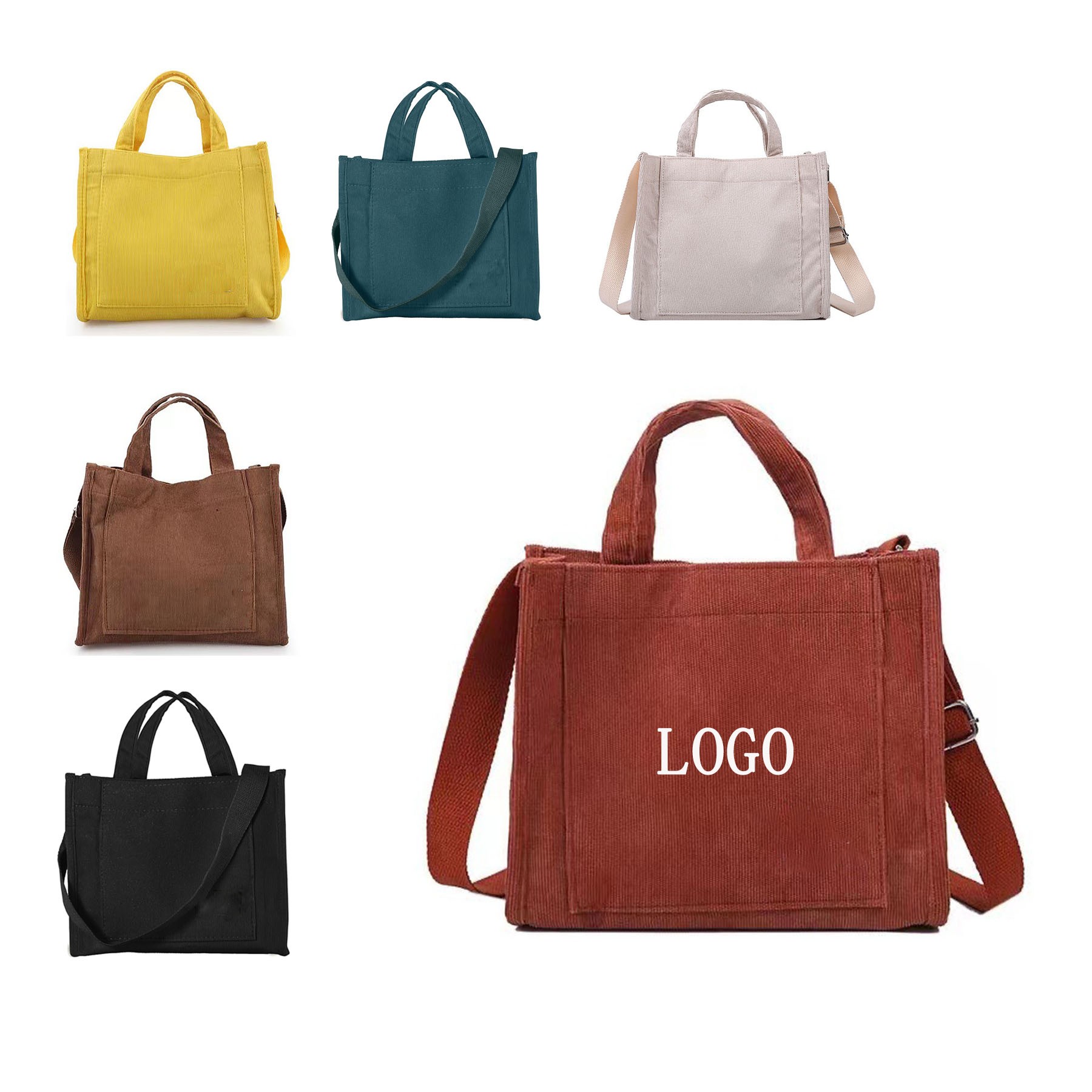 Small Women Corduroy Tote Handbag 1